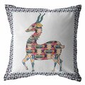 Palacedesigns 18 in. Boho Deer Indoor & Outdoor Throw Pillow Red Blue & White PA3104209